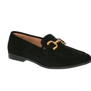 Time and Tru Black Loafers with Gold Detail